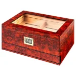 Set trabucuri care include humidor, cutter, higrometru, hidrometru si scrumiera pentru trabuc
