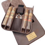Humidor portabil din piele naturala cu accesorii si trabucuri incluse