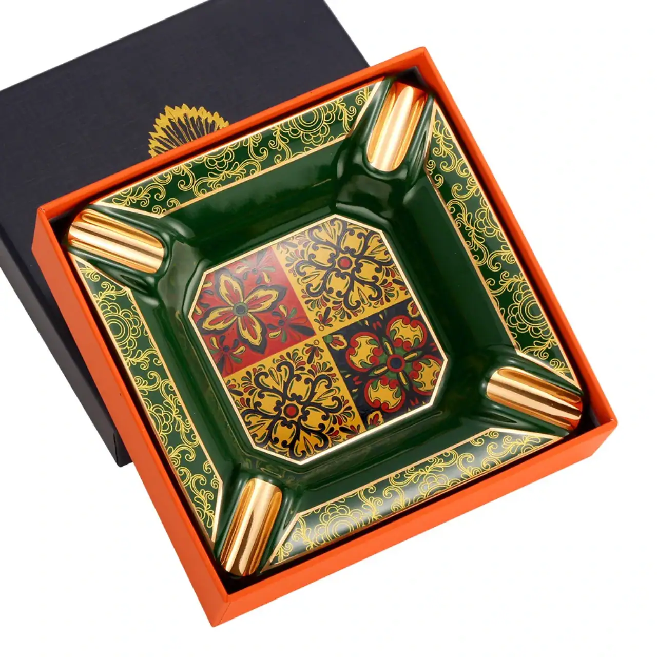 scrumieră fumători ceramică verde smarald