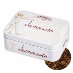 Savinelli Leonardo tutun pentru pipă – mockup cutie metalică albă ediție specială, design artistic inspirat de Leonardo da Vinci