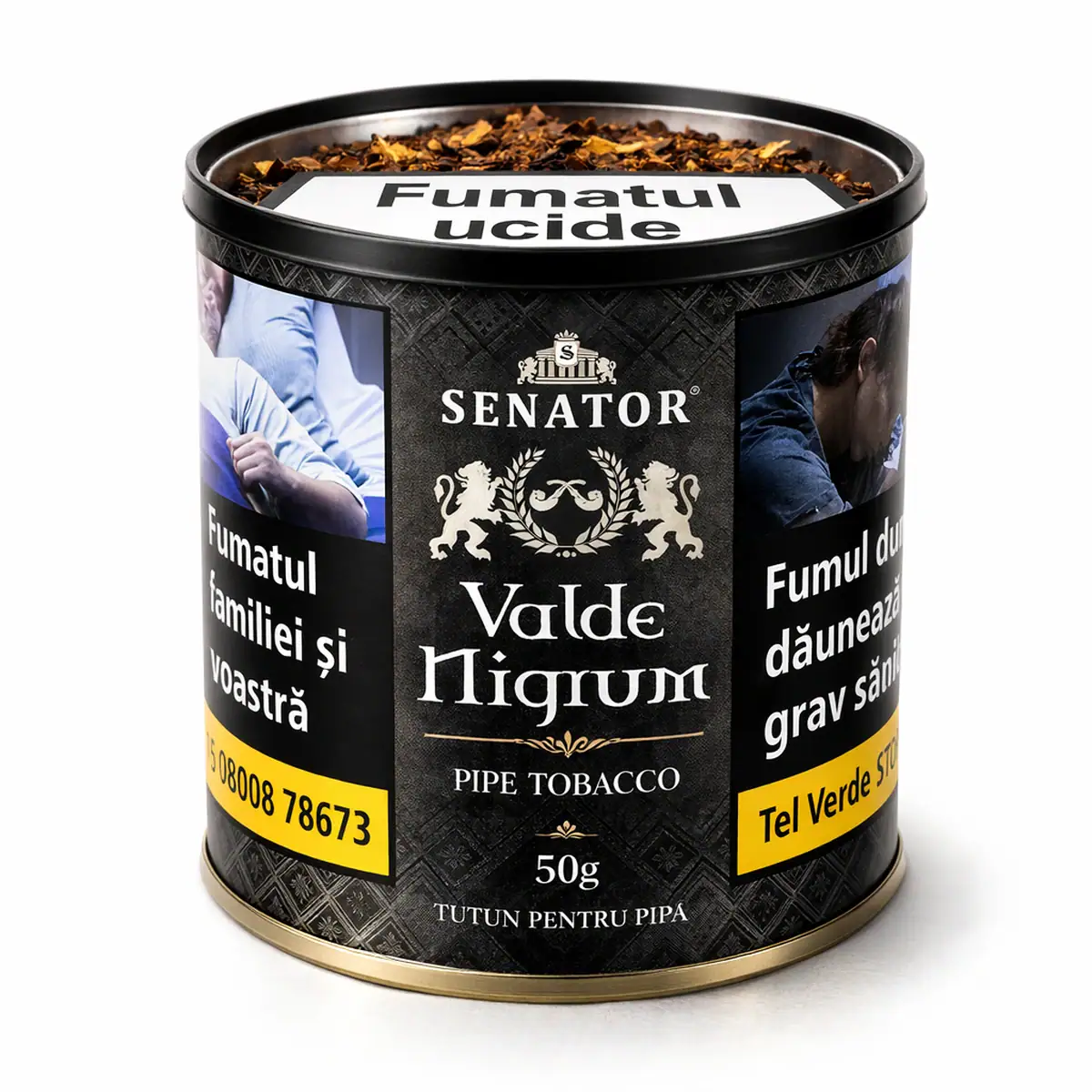 Tutun pentru pipă Senator Nigrum 50g, blend închis cu note fructate și accente afumate, ribbon cut