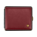 Tabacheră Von Hofe Burgundy piele naturală vișinie 18 țigări standard — vedere față, artizanat german