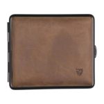 Tabacheră Von Hofe Brown piele naturală maro 18 țigări standard exterior — durabilitate germană premium