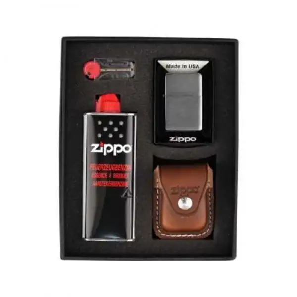 Zippo Chrome Brushed Set (brown) HS251267 - imagine 1