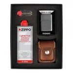 Zippo Set Chrome Brushed Brown Case HS251268 - imagine 1