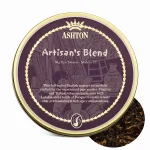 Tutun pentru pipă Ashton Artisan’s Blend 50g – cutie metalică rotundă mov cu accente aurii, design premium