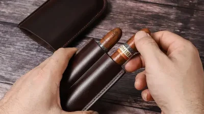 Etui trabucuri piele naturala Contact Family CF5002 pentru 2 trabucuri - imagine 2