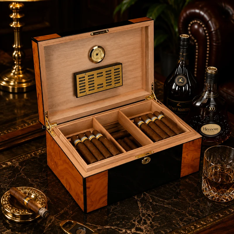 Humidor premium Cohiba pentru colecție de trabucuri Caption: Humidor premium Cohiba pentru colecție