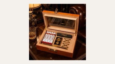 Set trabucuri de lux Romeo y Julieta cu humidor din cedru spaniol, 4 trabucuri cubaneze originale și accesorii premium CIGARLOONG