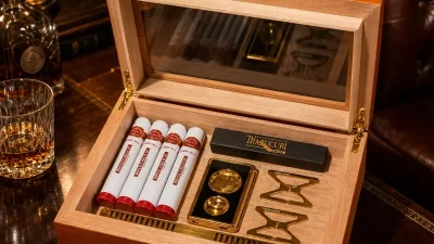Set trabucuri de lux Romeo y Julieta cu humidor din cedru spaniol, 4 trabucuri cubaneze originale și accesorii premium CIGARLOONG