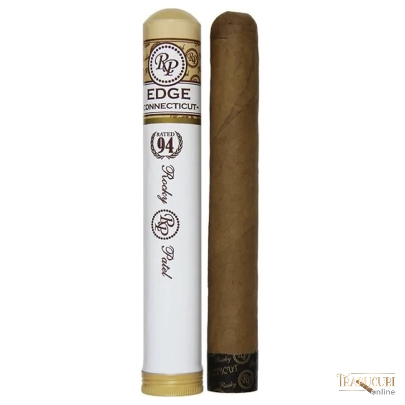 Trabuc Rocky Patel The Edge Connecticut Toro Tubo la bucată - tub și trabuc individual pe fundal alb