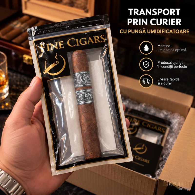 Trabuc Rocky Patel 15th Anniversary Toro la bucată ambalat în pungă umidificatoare pentru transport prin curier