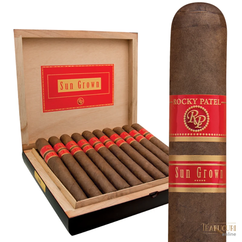 Trabuc Rocky Patel Sun Grown Toro prezentat alături de cutia originală