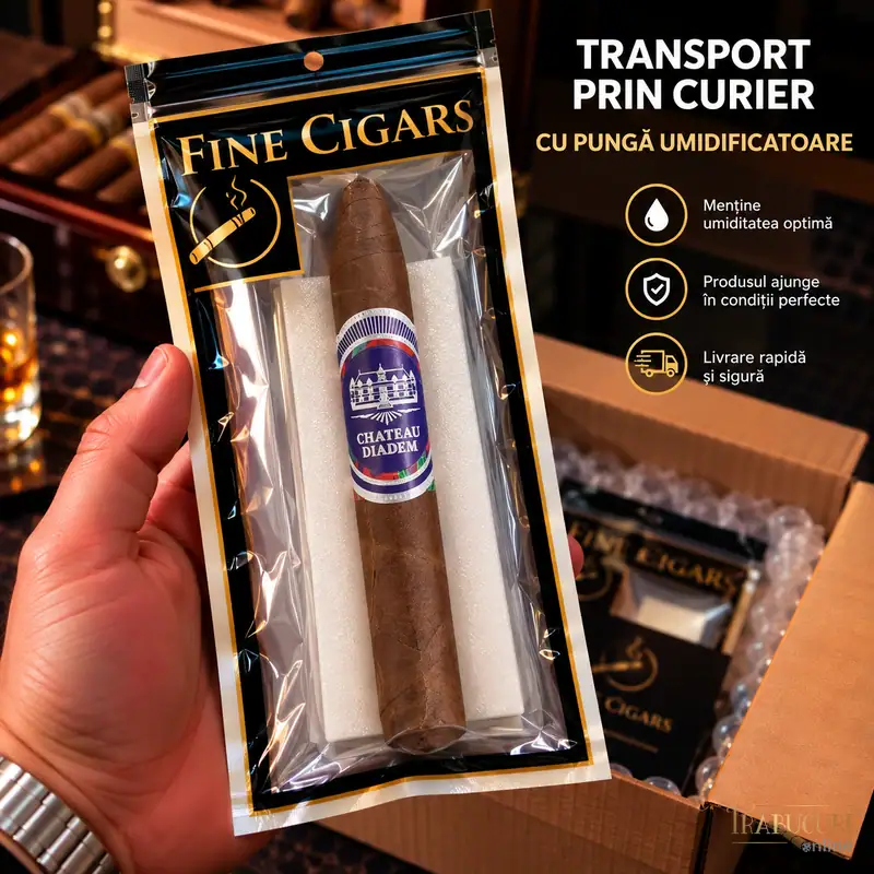 Trabuc Chateau Diadem Conviction Belicoso la bucată - trabuc Belicoso ambalat în pungă umidificatoare pentru transport
