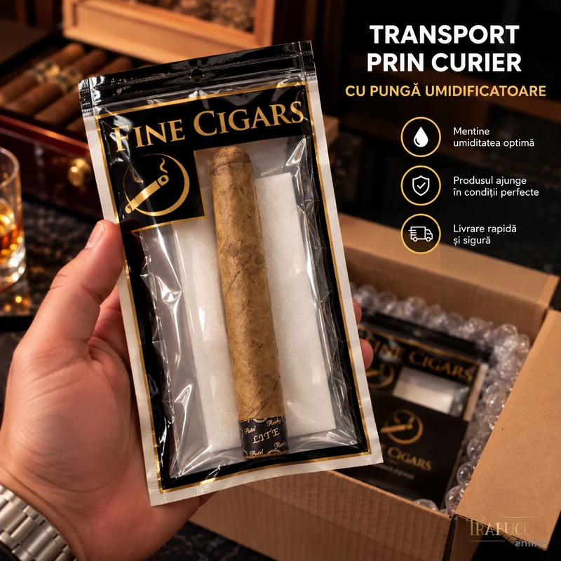 Trabuc Rocky Patel The Edge Lite Robusto în pungă umidificatoare pentru transport - imagine 2