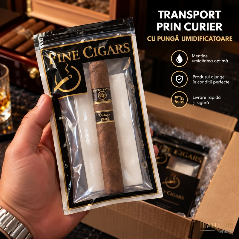 Trabuc Rocky Patel Vintage 1992 Sumatra Toro la bucată ambalat în pungă umidificatoare pentru transport prin curier
