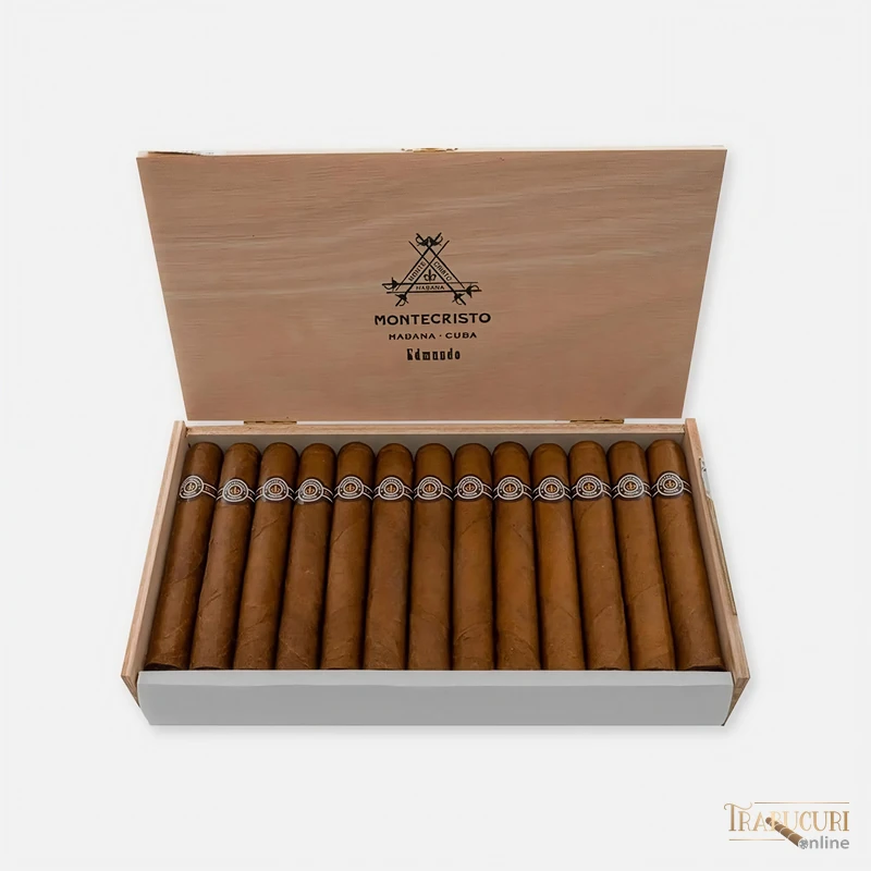 Trabucuri Montecristo Edmundo (25) - cutie trabucuri cubaneze - cutie deschisă Montecristo Edmundo cu 25 trabucuri