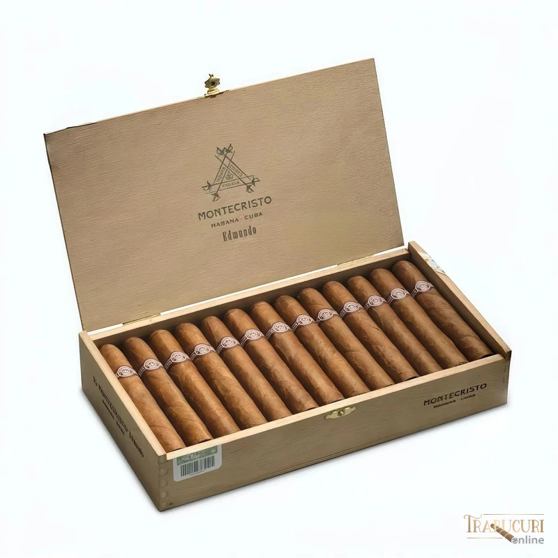 Trabucuri Montecristo Edmundo (25) - cutie trabucuri cubaneze - cutie Montecristo Edmundo deschisă, prezentare completă a celor 25 trabucuri